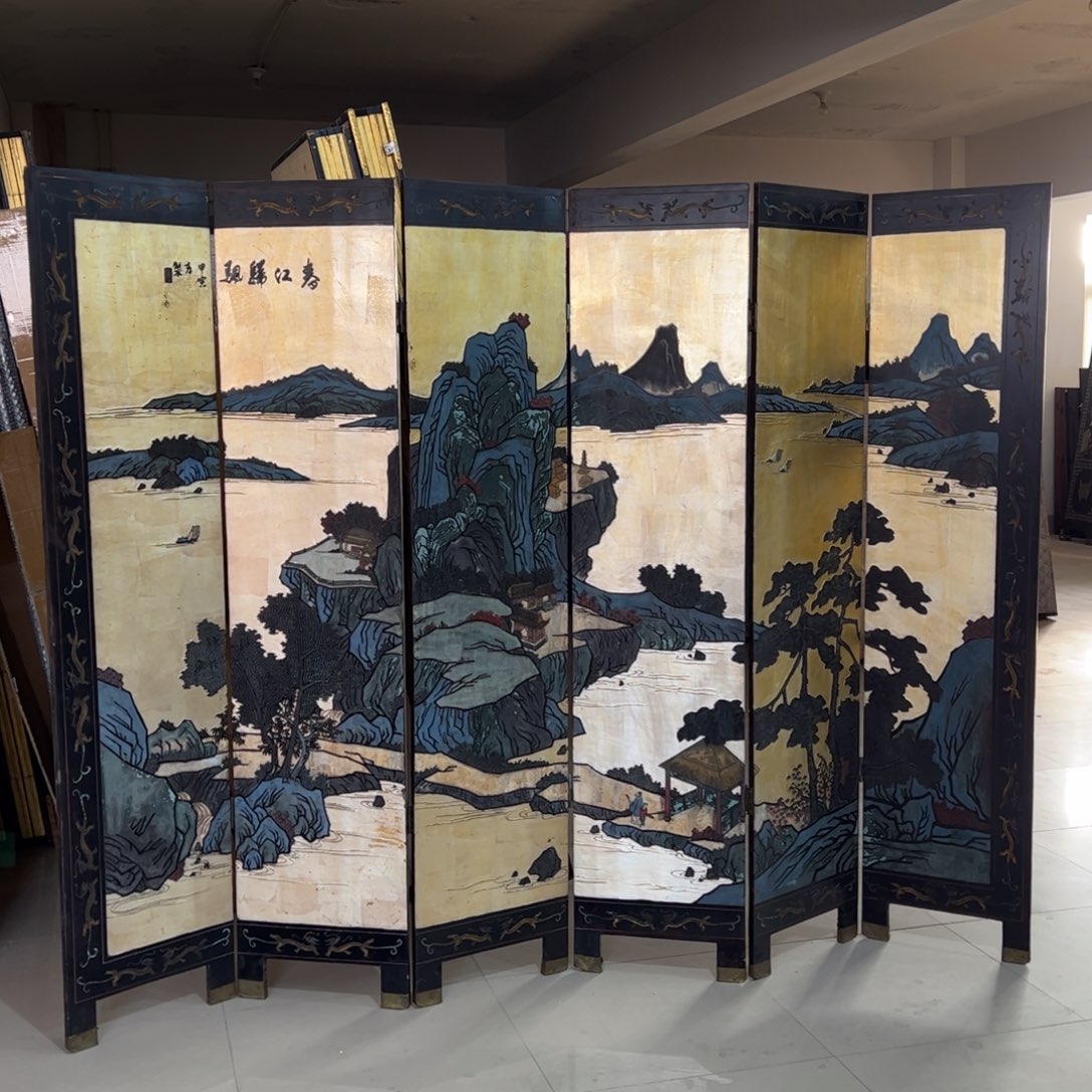 绘画屏风框画茶空间设计