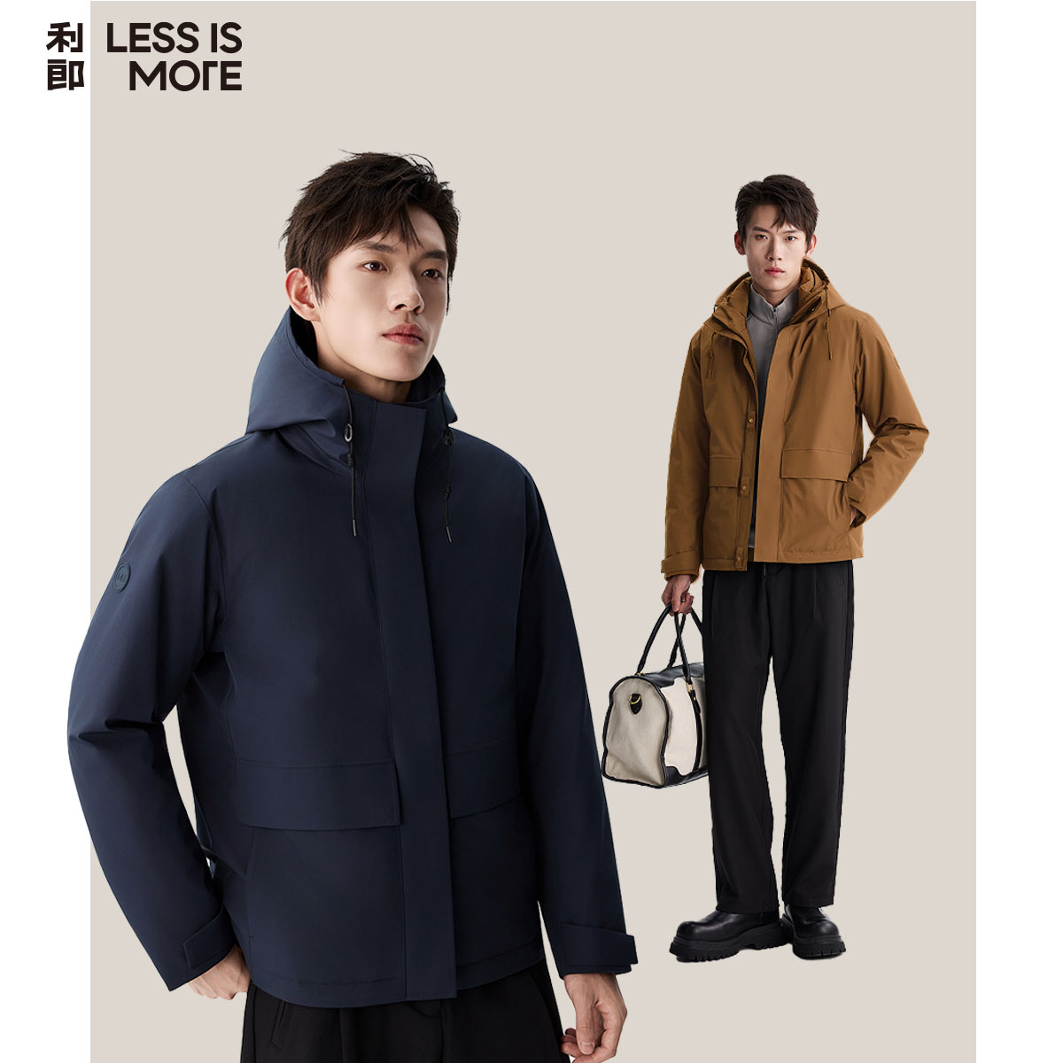 利郎【极寒拒水商羽鲜绒】25冬户外连帽羽绒服防风加厚保暖运动外套