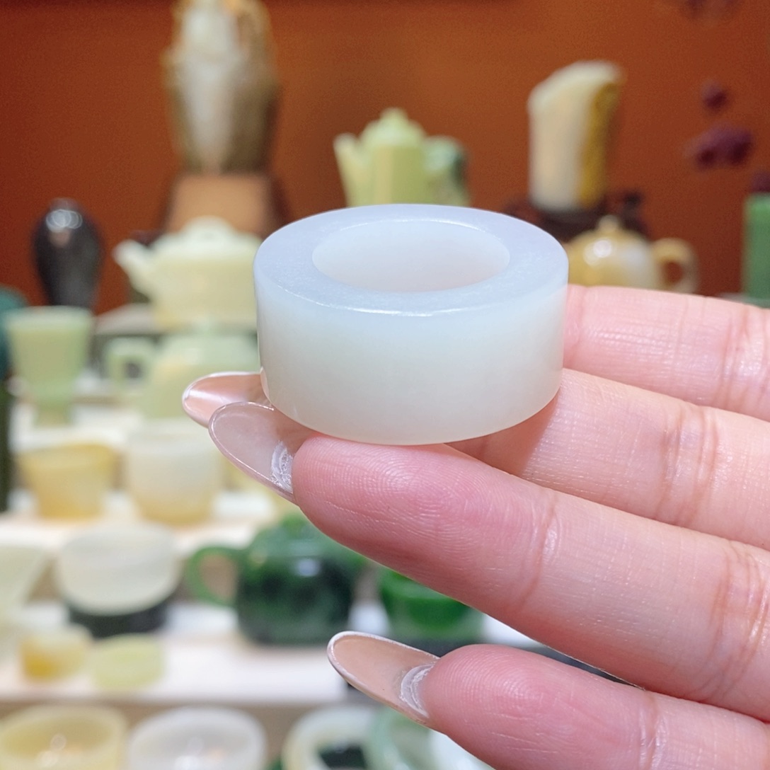 未镶嵌和田玉把件@**1新疆和田玉白玉扳指20.3mm