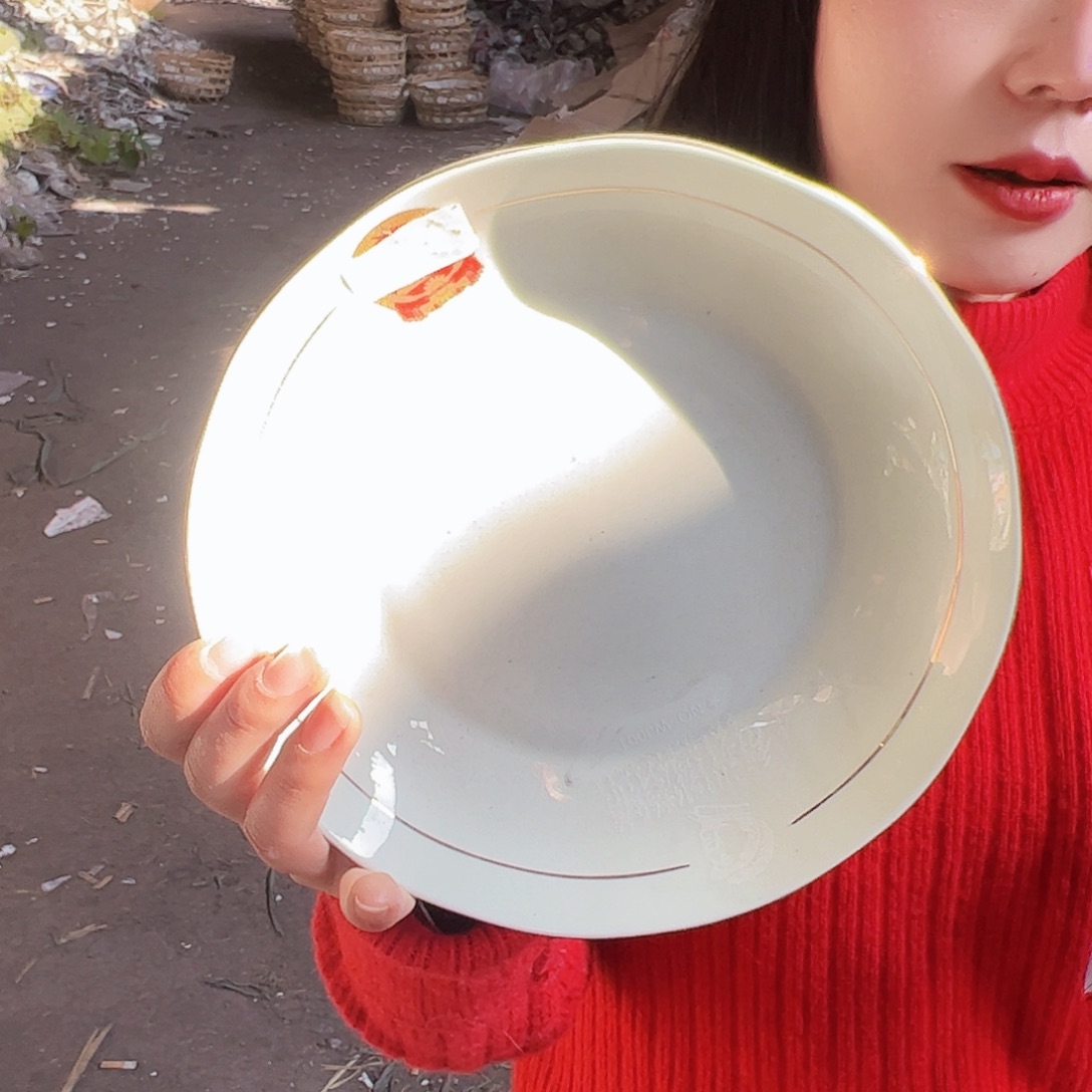 摆件陶景德镇绿xixi徽章8寸盘2个