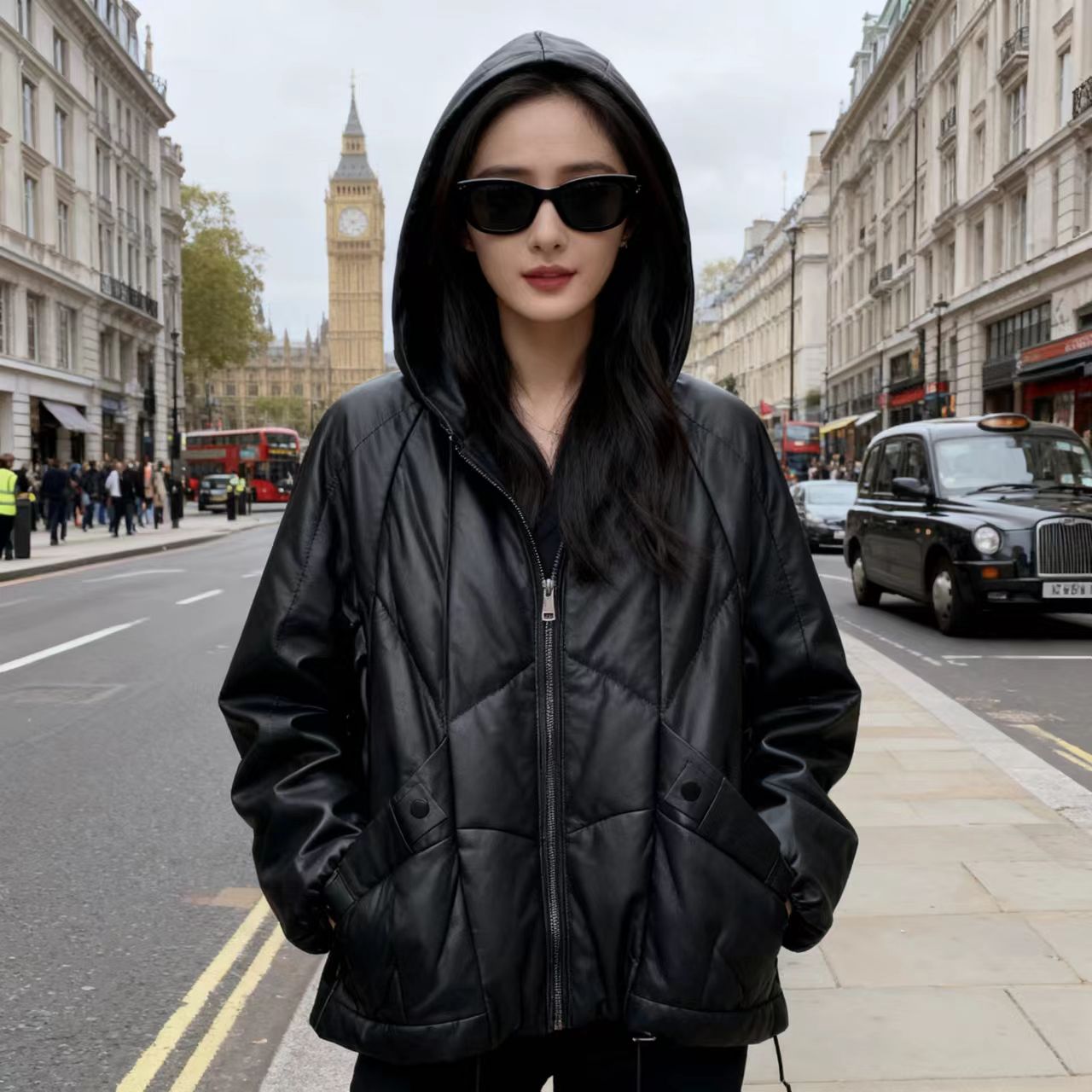 真皮鹅绒短款女士加厚保暖冬季牛皮皮衣外套