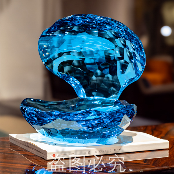 【贝壳-蓝色】高档入户玄关餐边柜开放格水晶琉璃收纳摆件AJ1112575