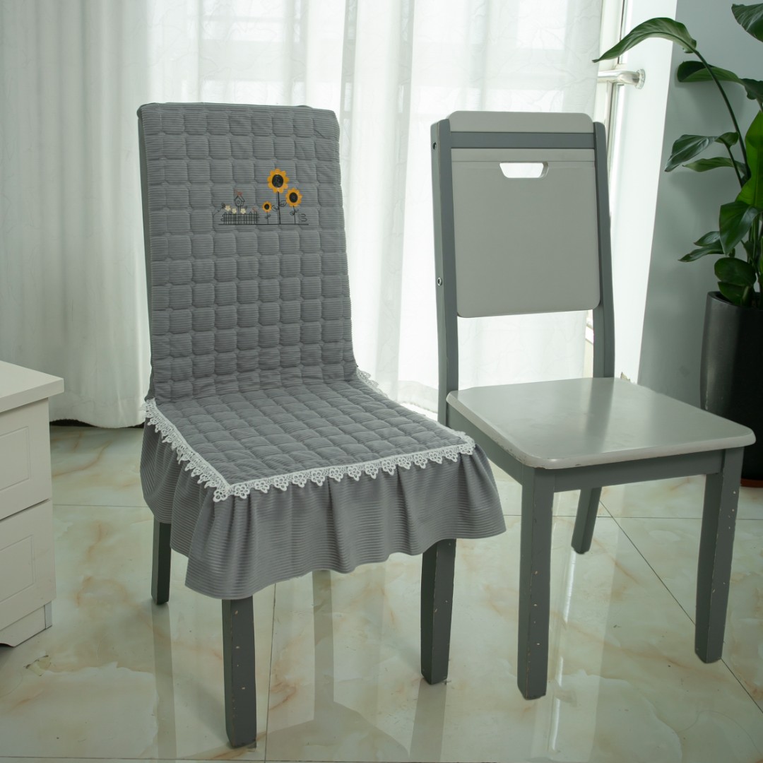 高端连体椅子罩四季通用餐椅椅套加棉现代椅子套靠背垫一体凳子套