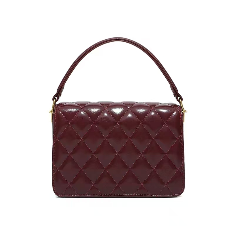 定制款高级气质菱格时尚小香风手提包 红色 （可嘎嘣）