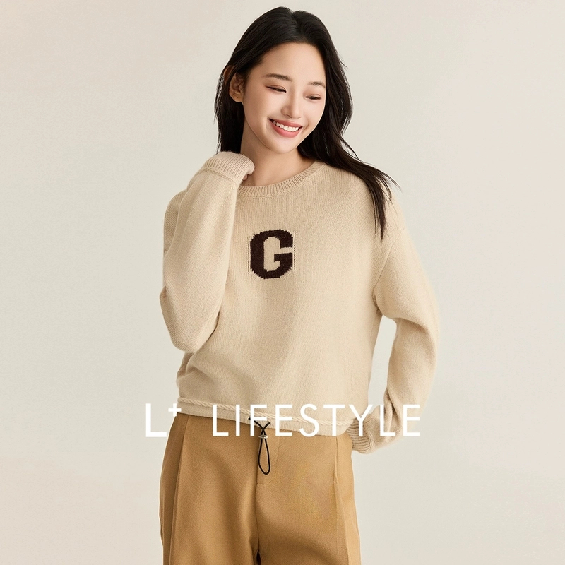 【谷邦L+】lifestyle字母阔版毛衫 L3471780