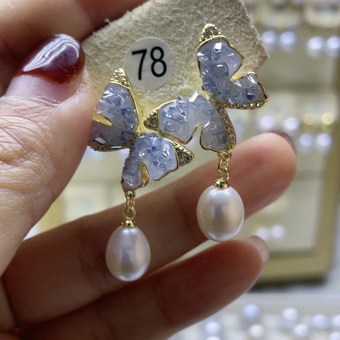 淡水珍珠耳饰银S925镶嵌