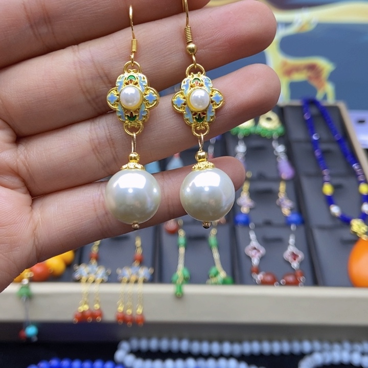 玛瑙/玉髓耳钉银S925镶嵌152