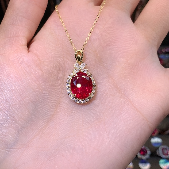 红宝石吊坠(赠链)银S925镶嵌1