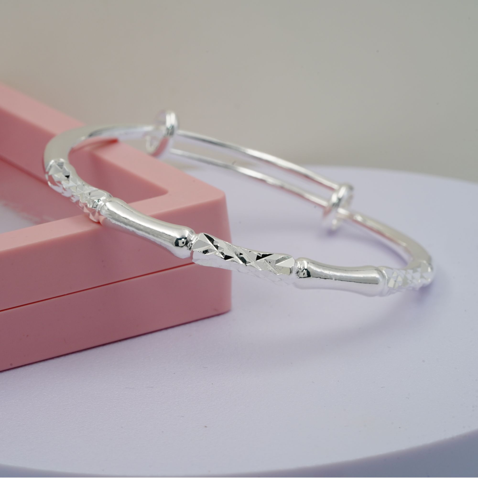 足银银制品 足银999满天星菠萝纹手镯时尚经典