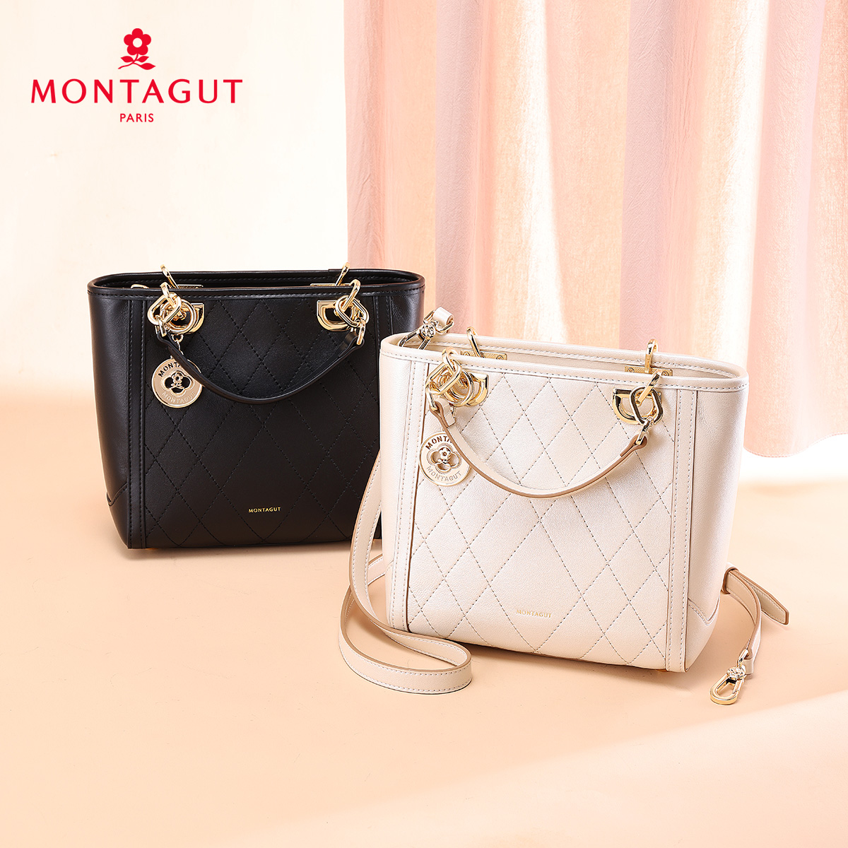 Montagut/梦特娇2025夏季新款菜篮子斜跨手提高奢羊皮女包