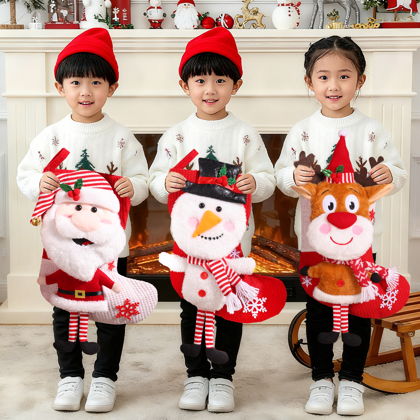 圣诞节袜子礼物袋大号儿童幼儿园礼品老人雪人糖果袋场景装饰布置