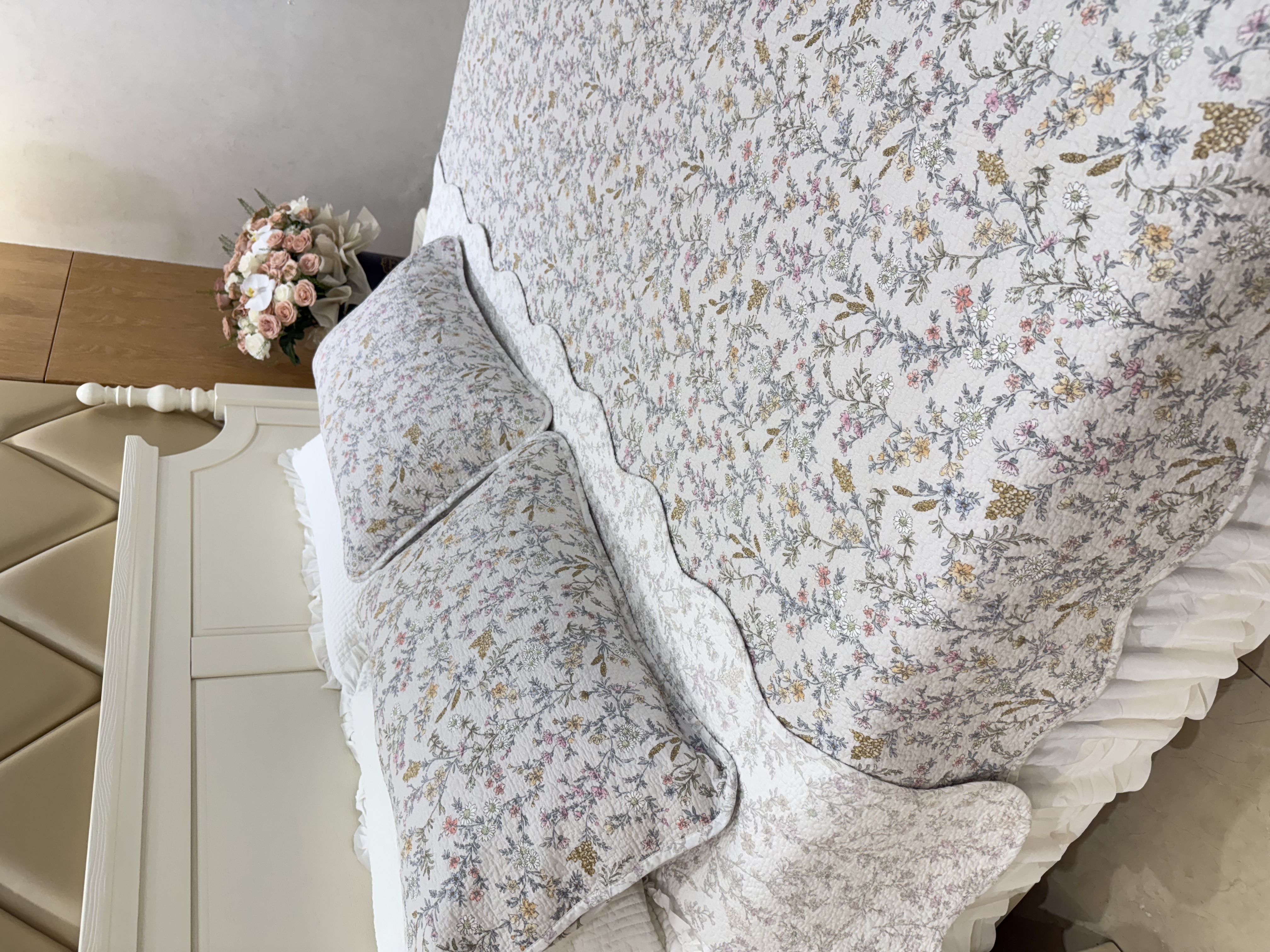 金多家纺 珊瑚海双面纯棉波浪工艺款棉花床盖单件220*240左右