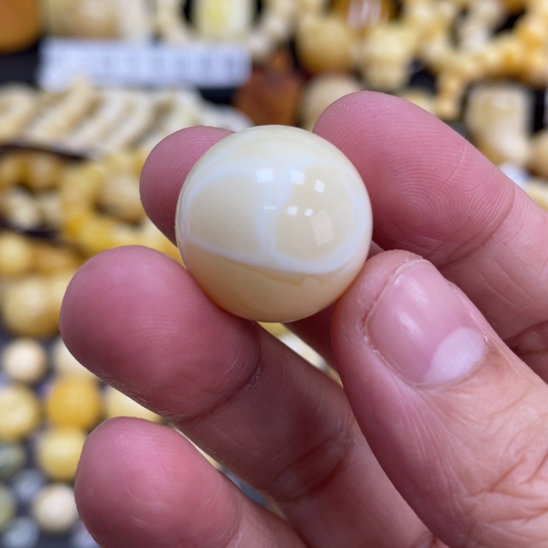 琥珀珠宝奇石未镶嵌精*20.1mm微花粉