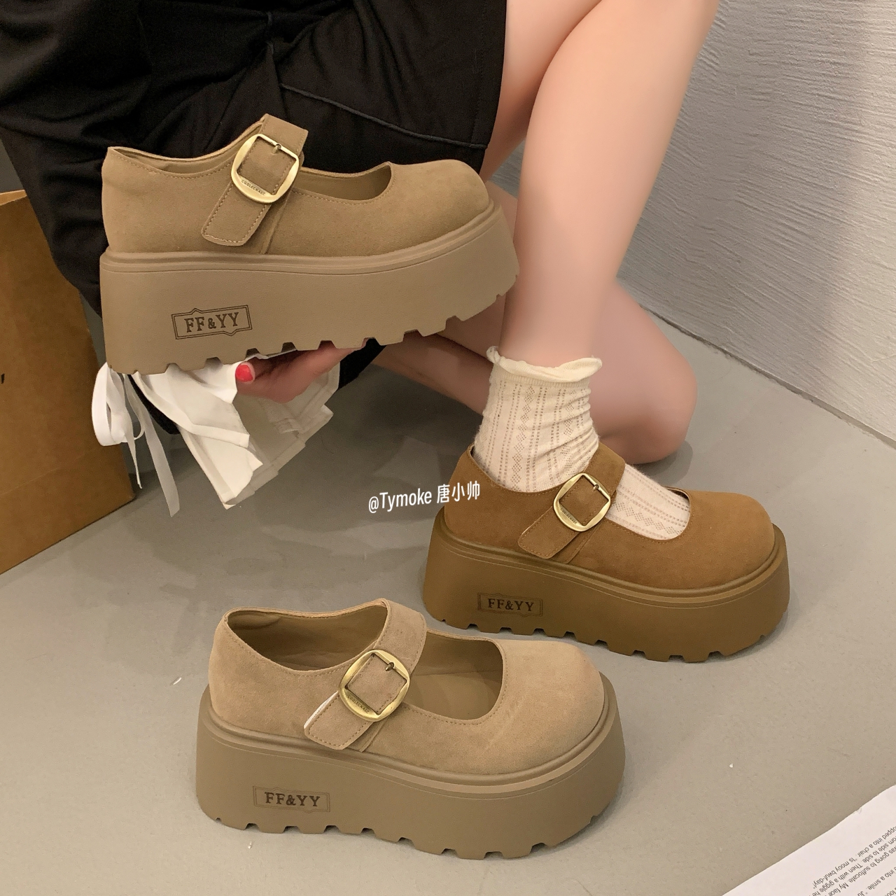 唐小帅推荐~小个子增高7cm厚底勃肯鞋女玛丽珍浅口单鞋