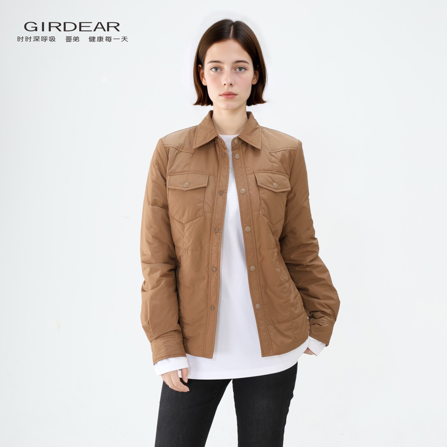 GIRDEAR/哥弟早秋新款时尚宽松复古百搭休闲新雪丽棉服外套140018
