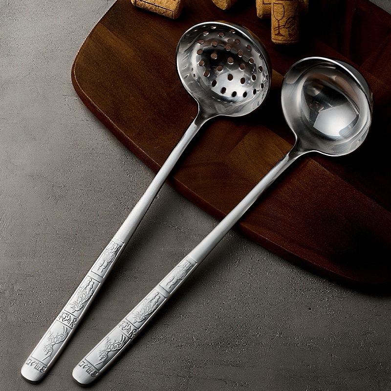 304不锈钢长柄汤勺漏勺，家用厨房盛汤盛粥火锅勺