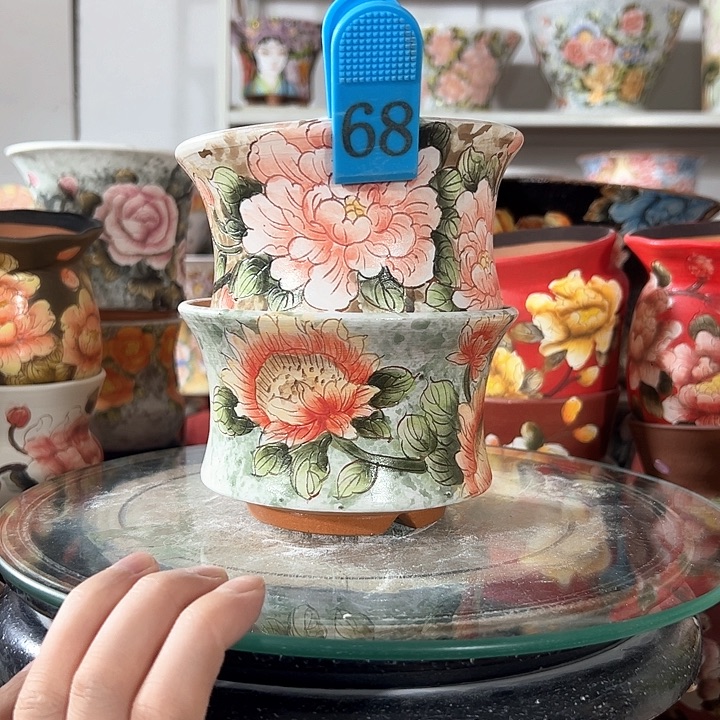 景德镇手绘花盆幸运花盆