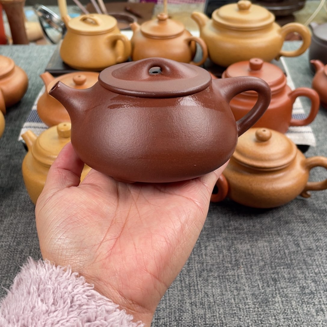 紫砂茶壶底槽清景舟石瓢全手50目220