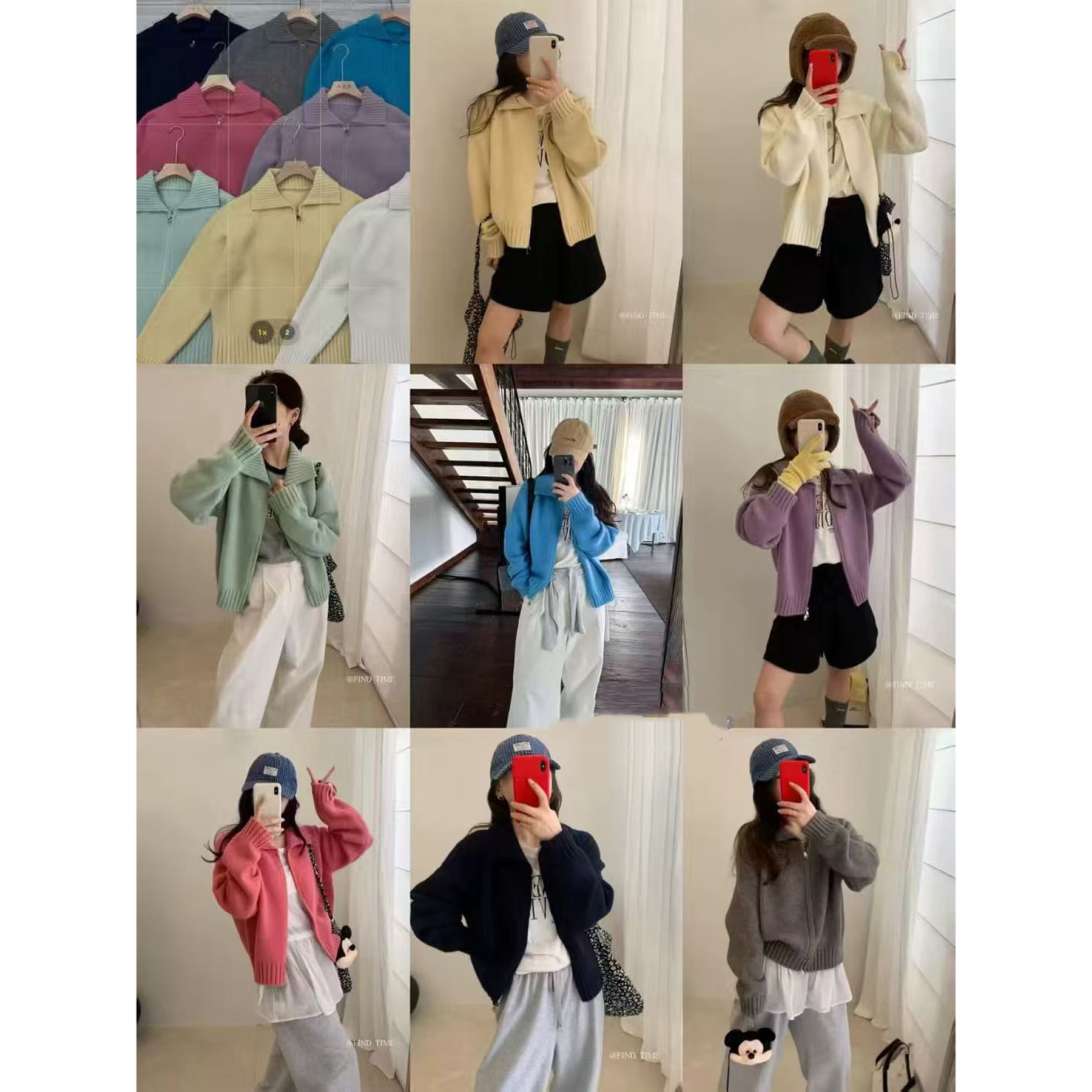Miss na 6191 韩系高品质含羊毛polo领开衫外套