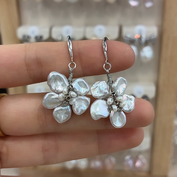 耳饰淡水珍珠银S925镶嵌