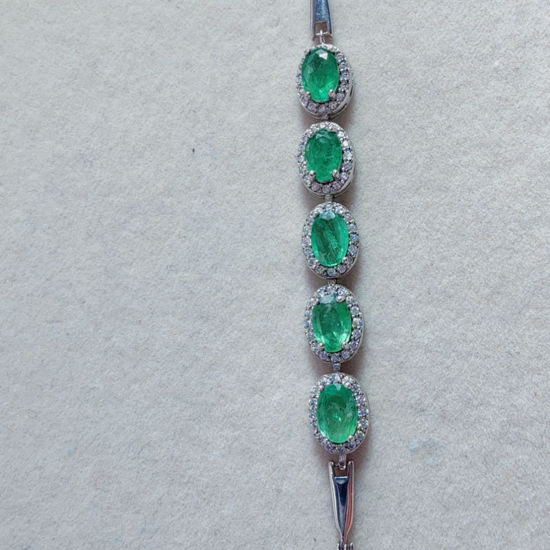 祖母绿手链银S925镶嵌