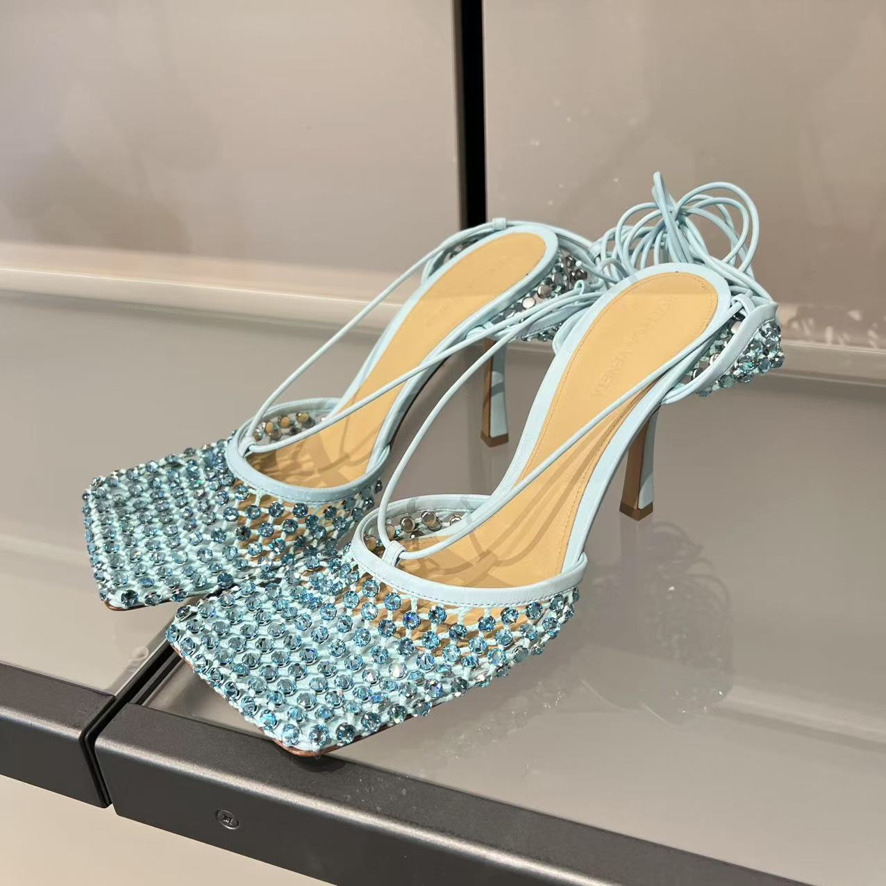 未使用 BOTTEGA VENETA/葆蝶家 /七七/绑带水晶高跟鞋