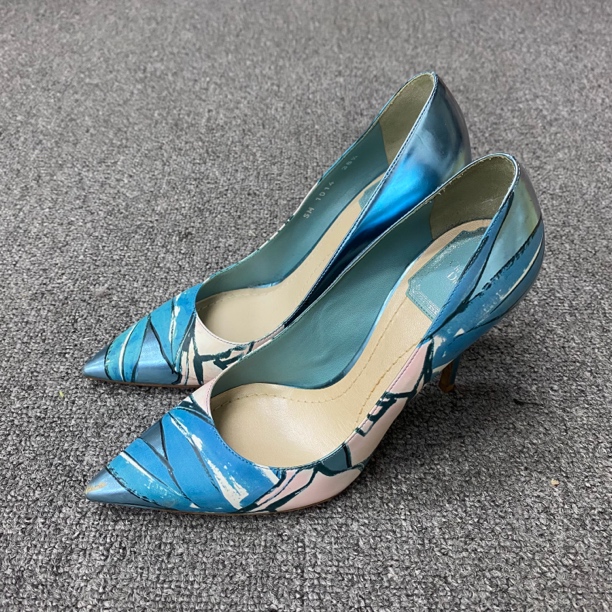95新 DIOR/迪奥 97新/迪奥/36.5码/蓝色尖头高跟鞋/BF01006