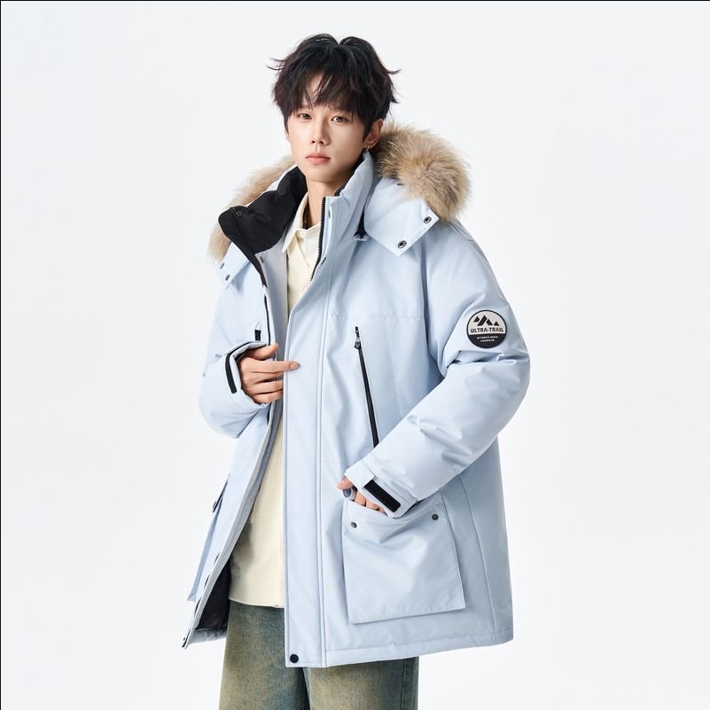 2025冬季新款男女同款羽绒服中长款宽松加厚外套大毛领防寒服5701