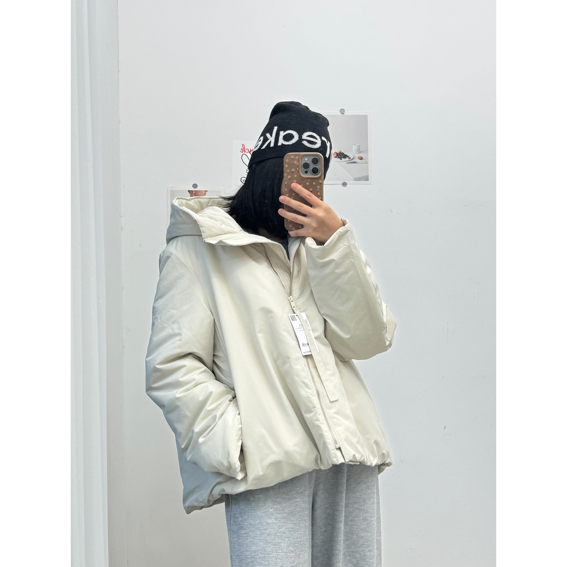 C853【冬季高货】连帽一件过冬厚款女装棉衣保暖中长款防风棉服523