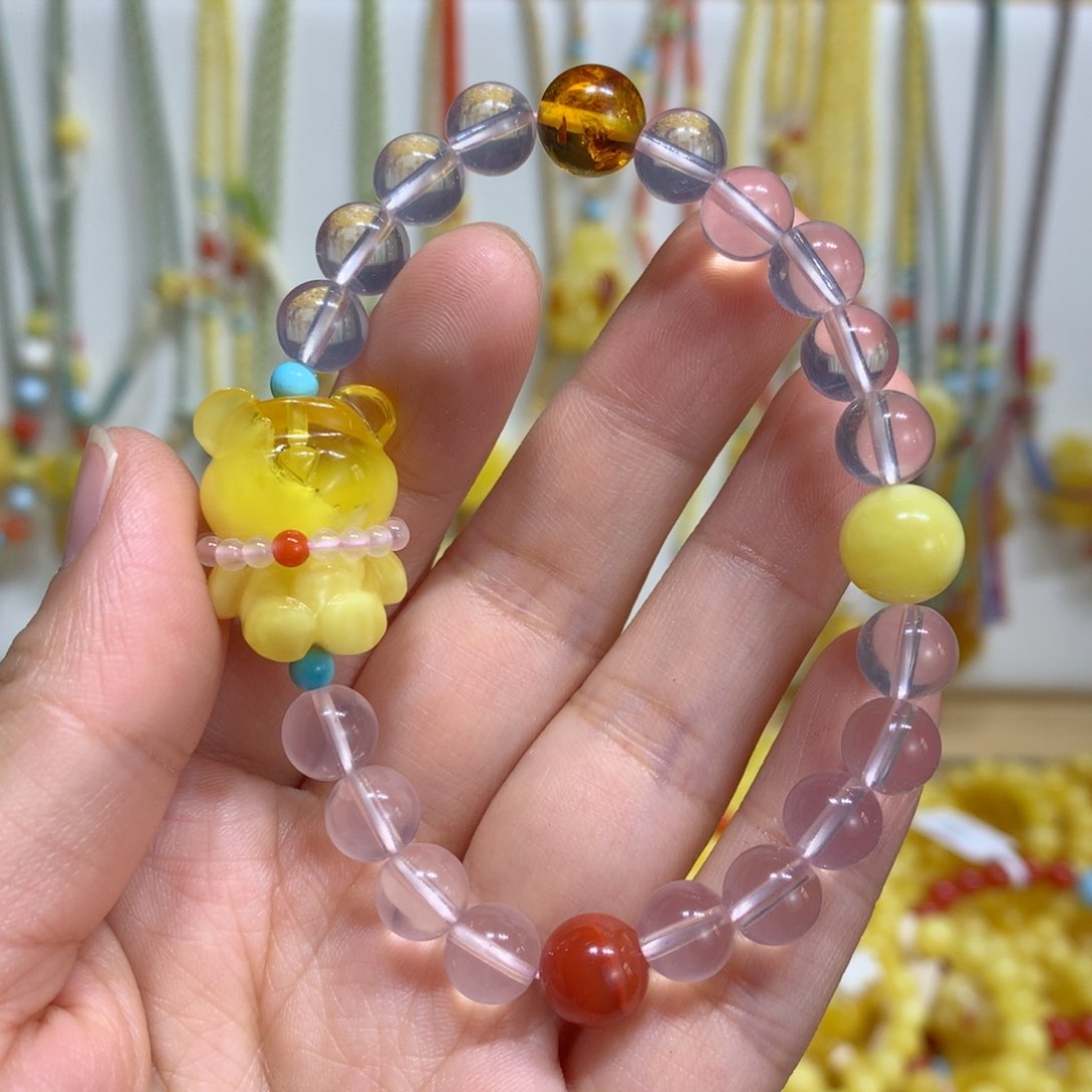 蜜蜡手链未镶嵌特价微瑕