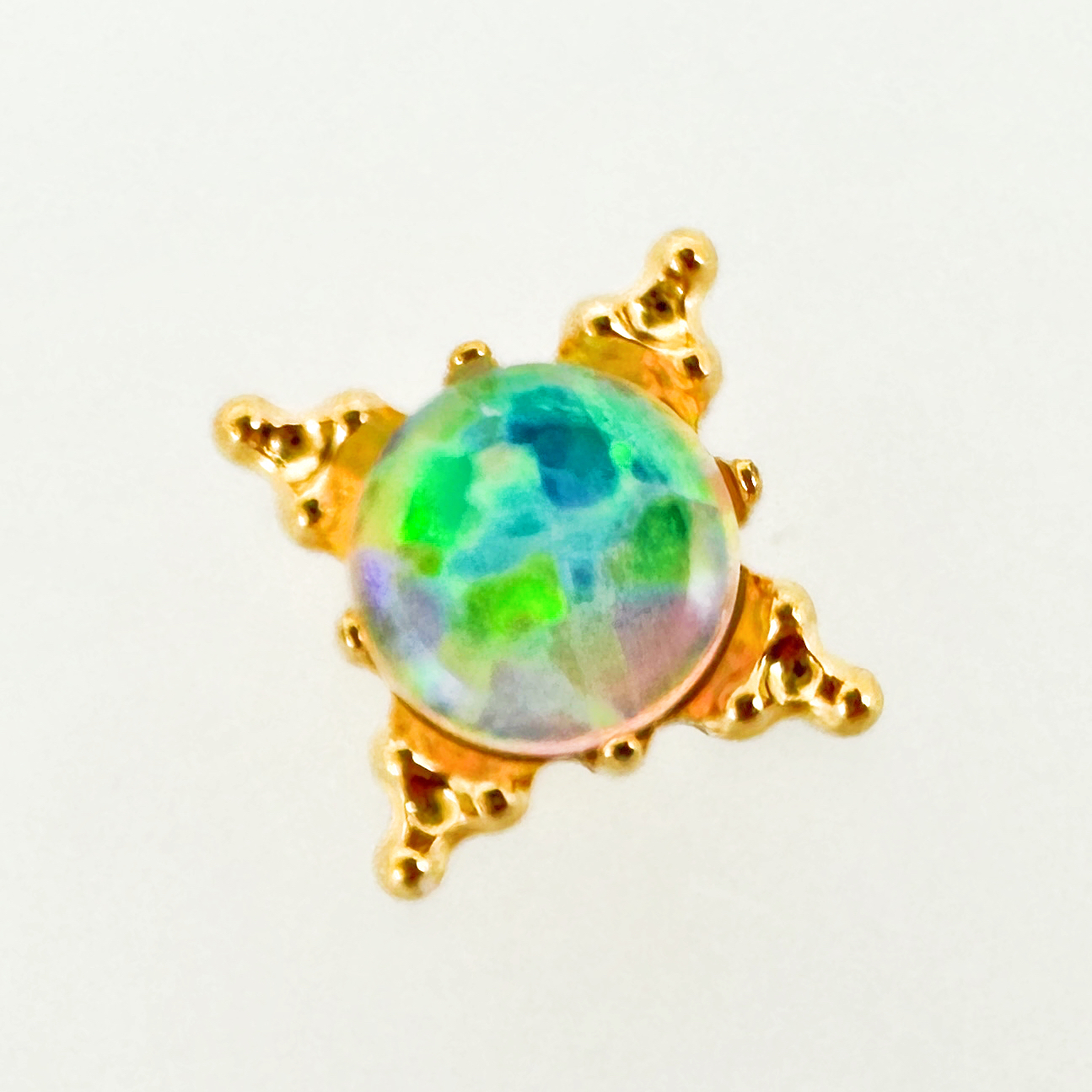 钛合金耳饰 「巴洛克十字澳宝」f136医用植入级钛合金耳钉耳骨钉T53