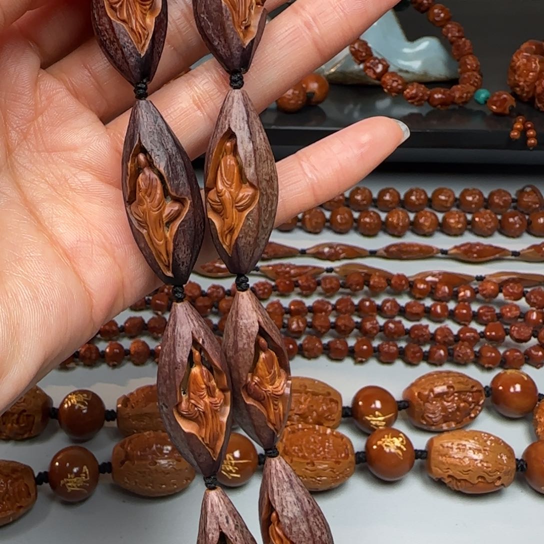 橄榄核手串/手链1.5尺寸紫皮无相佛手持