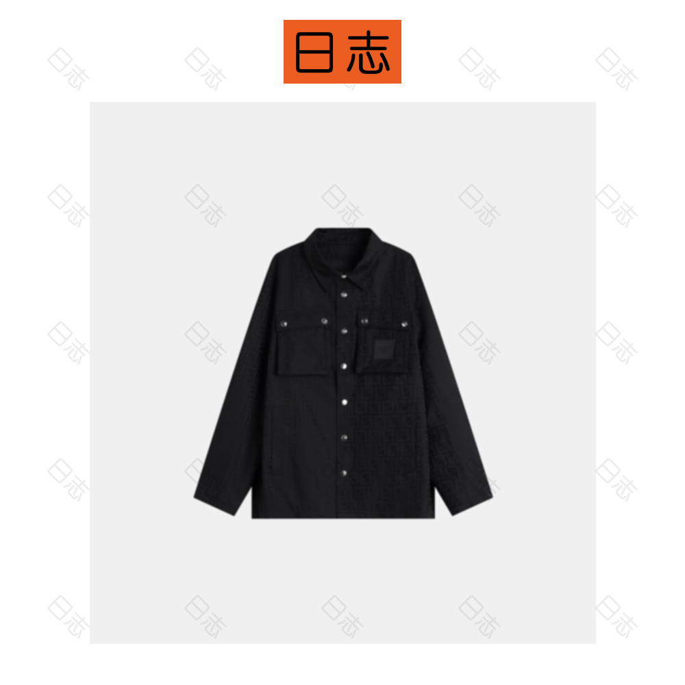 PIPO【芬】绣字拼接衬衫外套黑色秋冬长袖休闲DD53NS452+KD53NS452