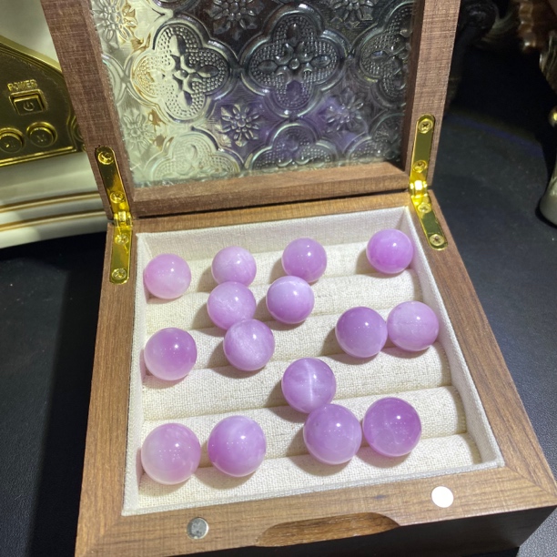 B707-天然紫锂辉单珠diy多宝手串配珠通孔-多样性发其一