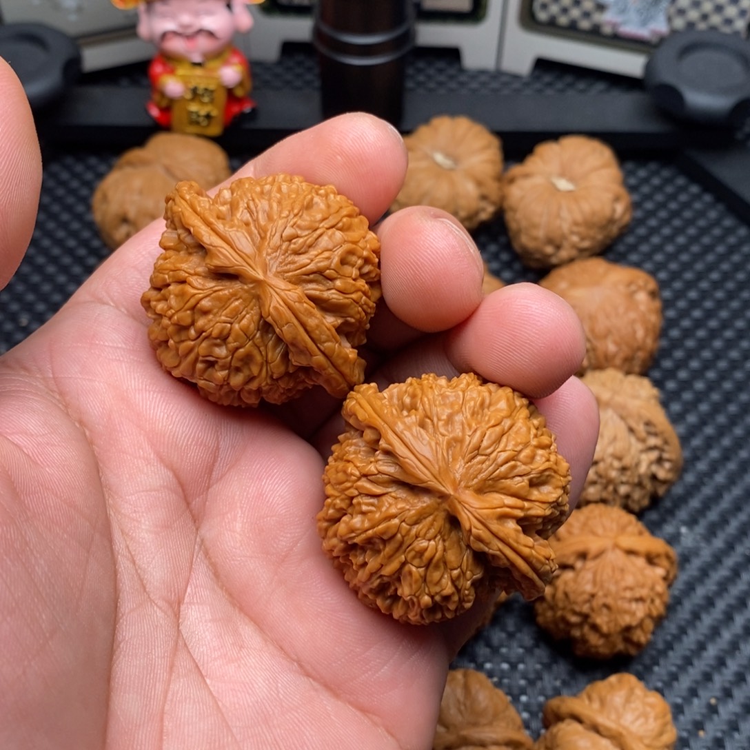 可***冰文玩核桃把件白狮子44尺