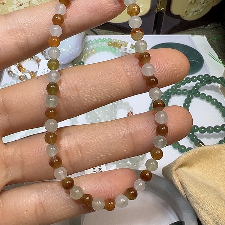 翡翠未镶嵌手链多宝手链