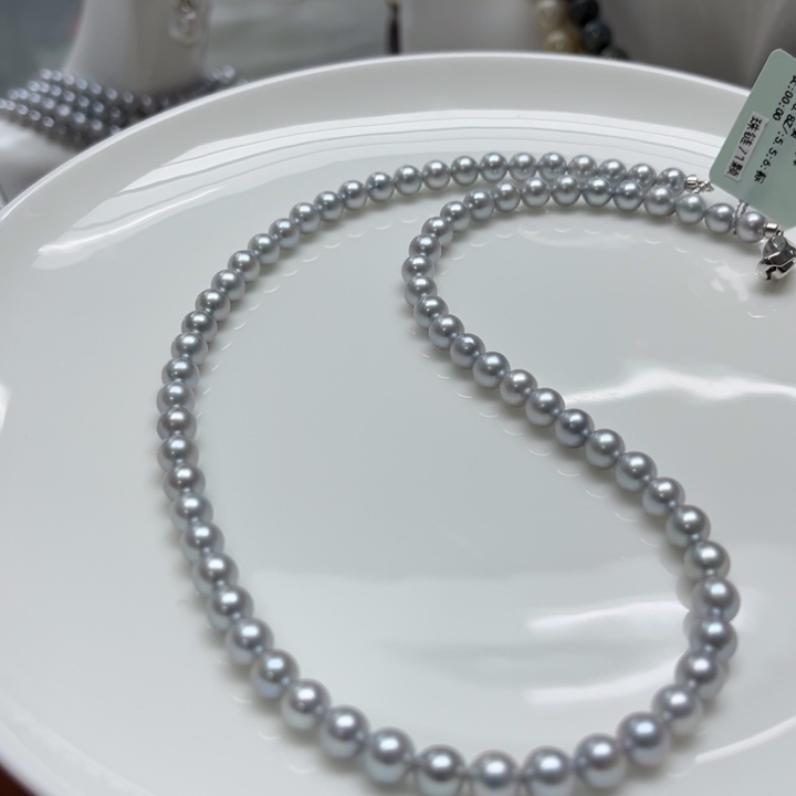 海水珍珠项链银S925镶嵌5.5-6mm