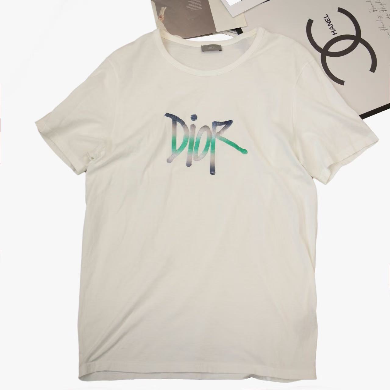 99新 DIOR/迪奥 白色刺绣logo圆领短袖/XXL码