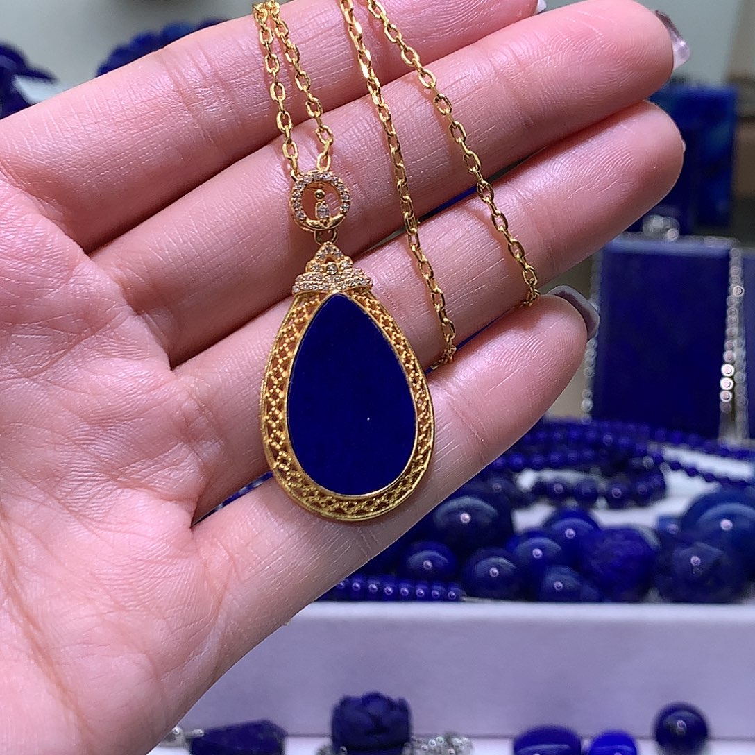 青金石合金天然原矿项链