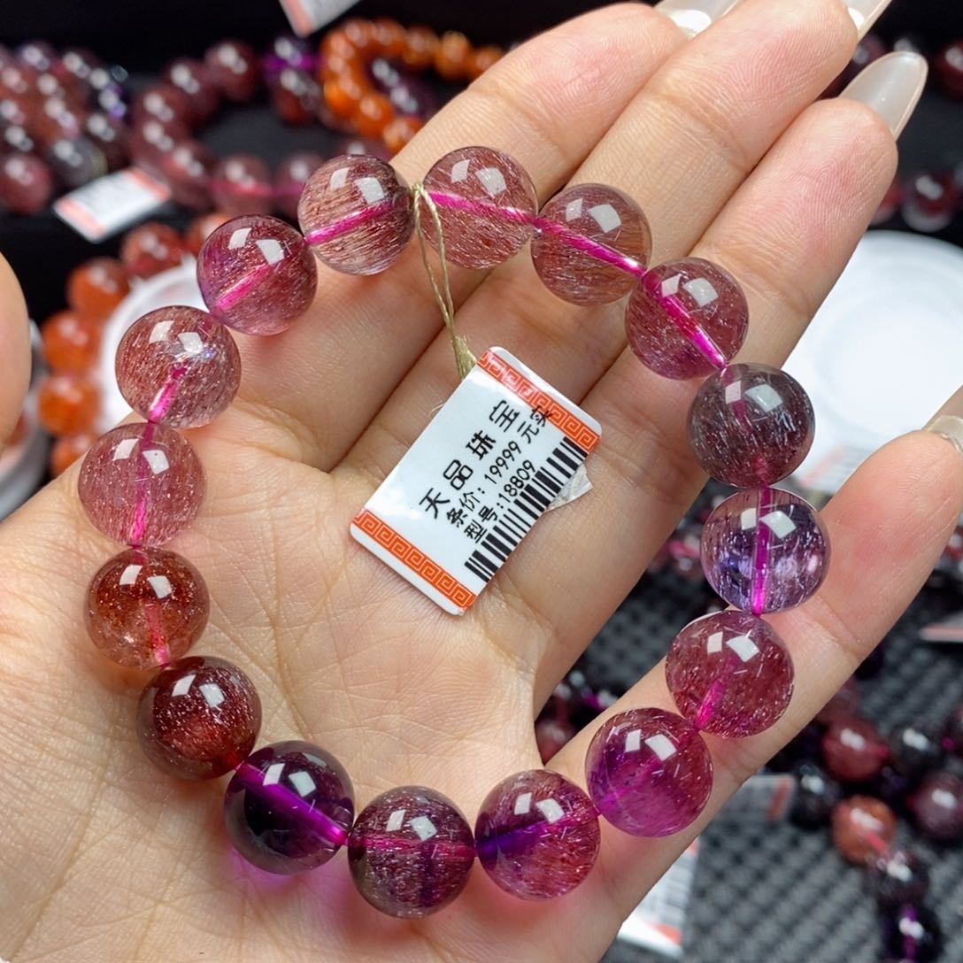 水晶手链未镶嵌紫红渐变超七18809