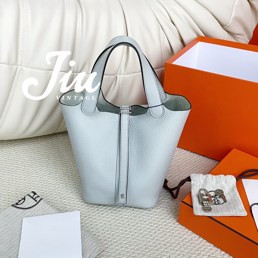 99新 Hermes/爱马仕 圣杯蓝银扣18菜篮子w刻 JM13-0471