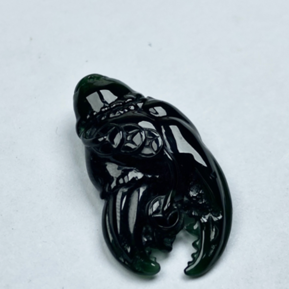 墨中翠天然缅料墨翠蟹钳可做吊坠挂件蟹蟹有你钱途一片光明十级黑