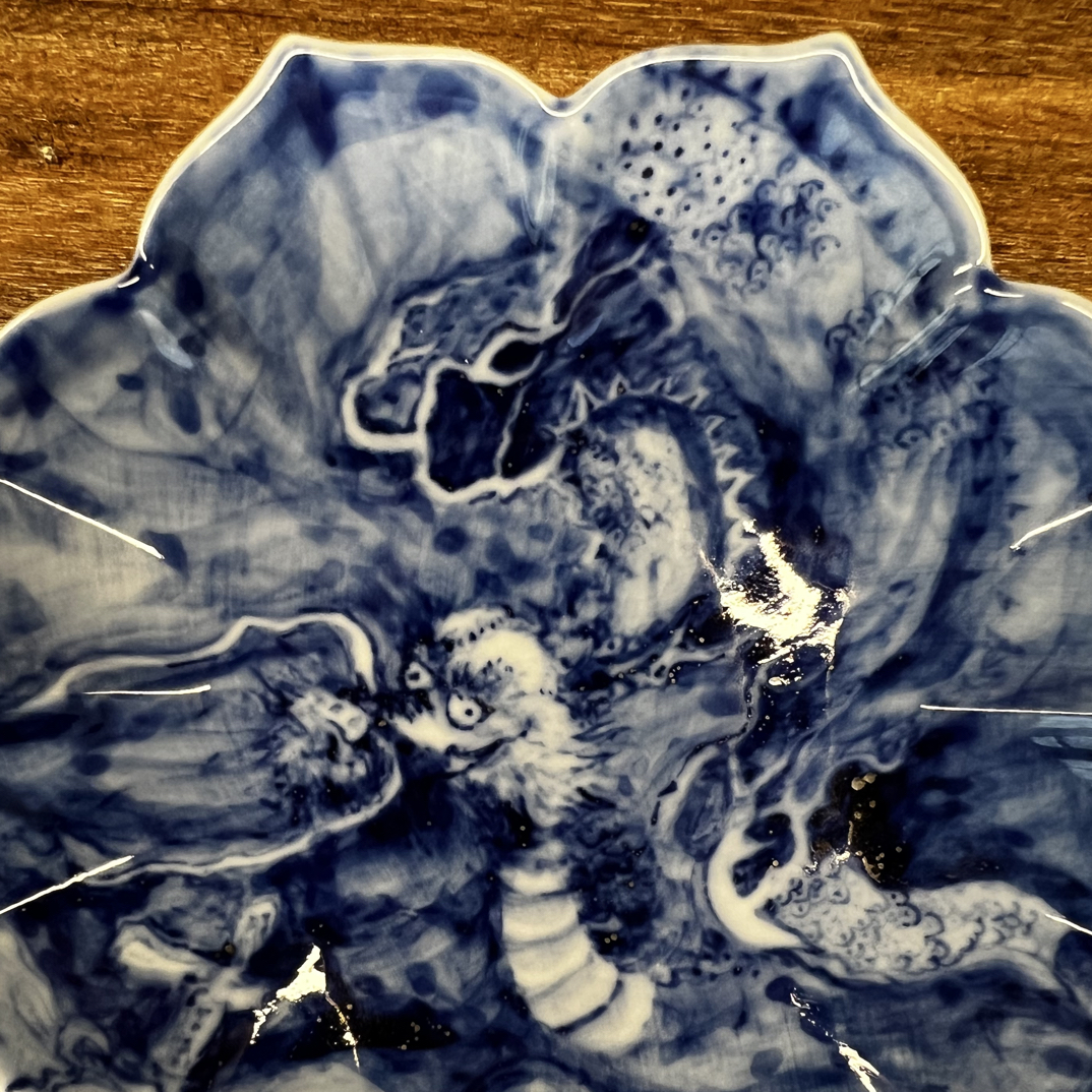 【碧梧轩】手绘山水青花瓷小碟子（直径10-14cm）