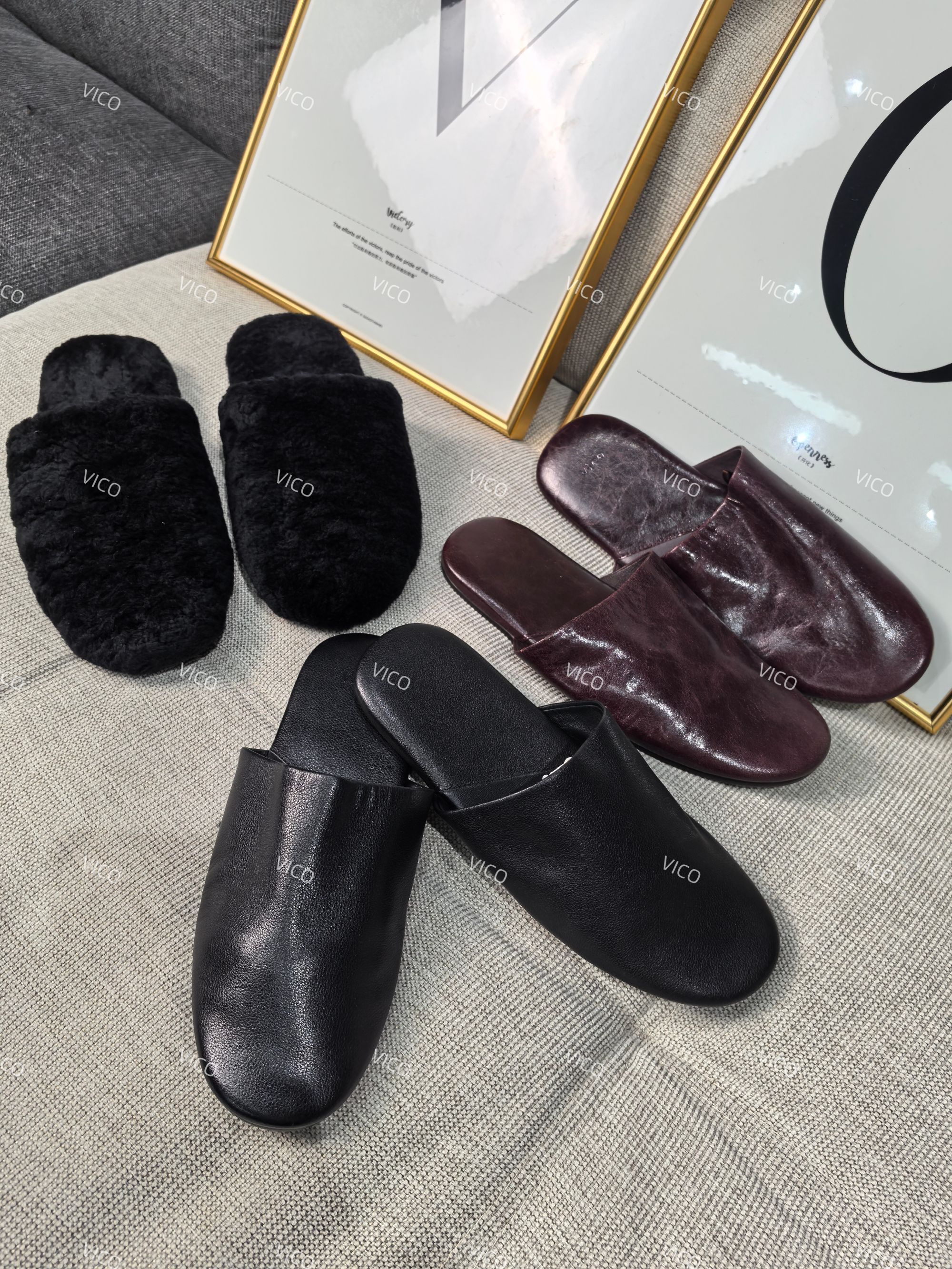 惟蔻/1.5CM/羊羔毛/防滑秋冬毛绒秀场居家懒人半拖平底女毛毛鞋