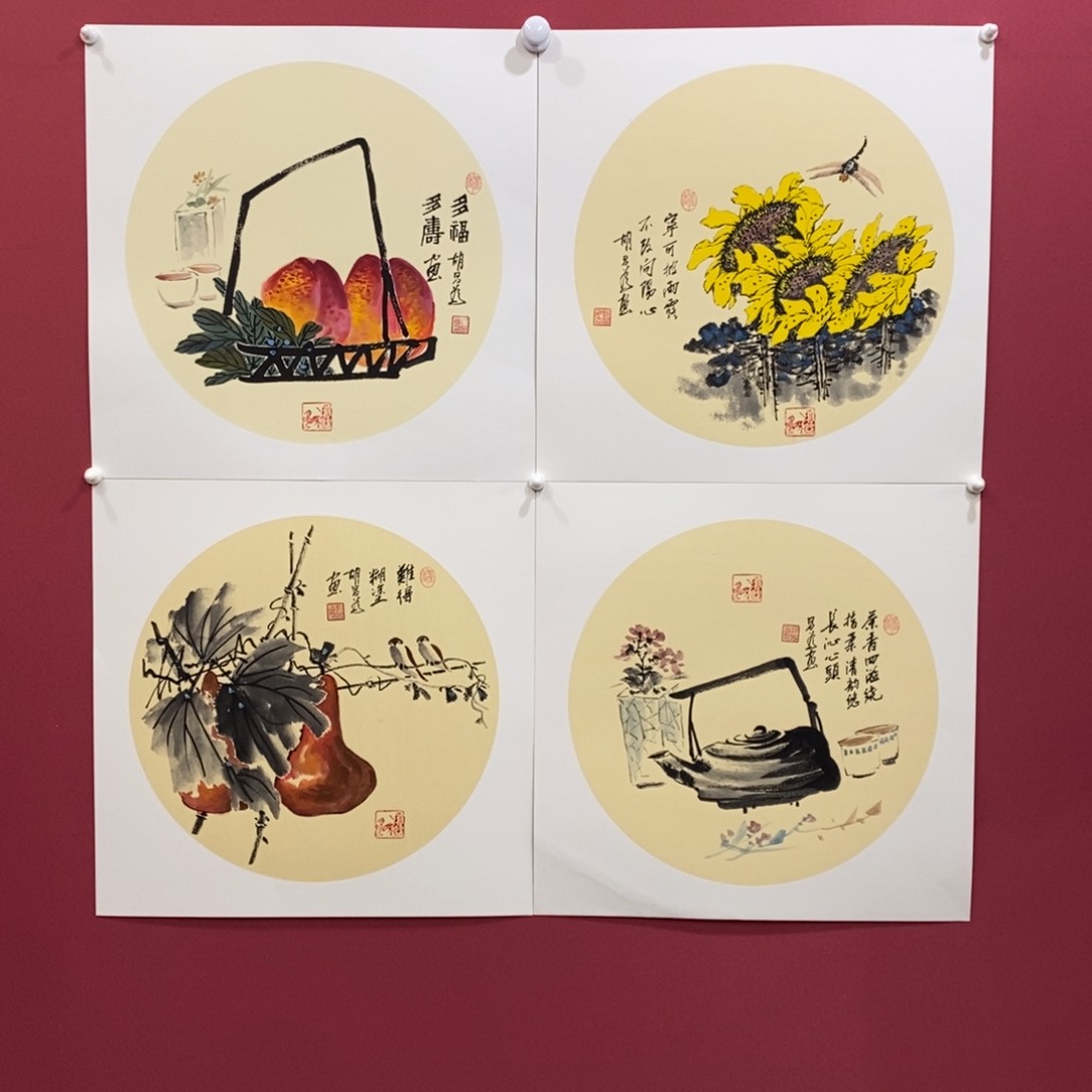 国画胡昌为三尺斗方卡纸（四幅打包）