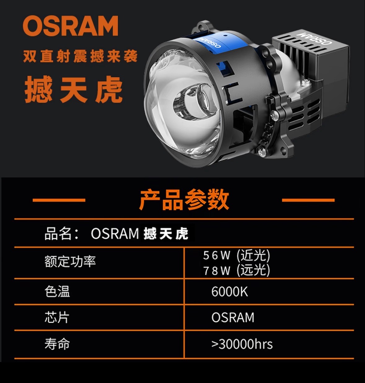 欧司朗憾天虎双直射LED透镜