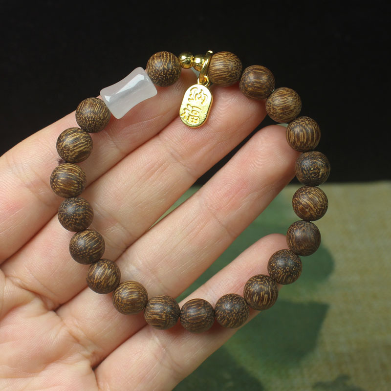 钨合金木质手链 民族风男女通用简约手串刻字情侣饰品单圈首饰