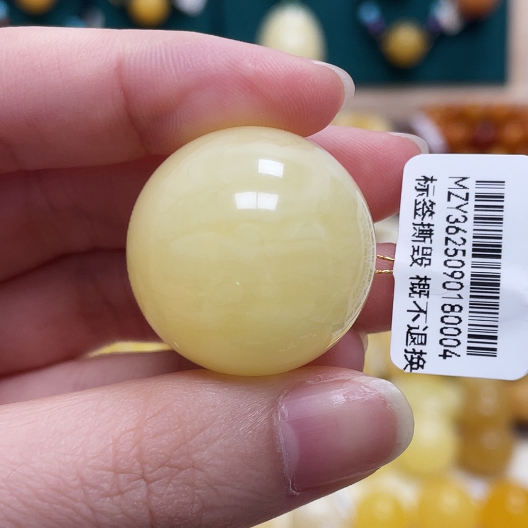 蜜蜡未镶嵌珠宝奇石26.7mm妖花圆珠 