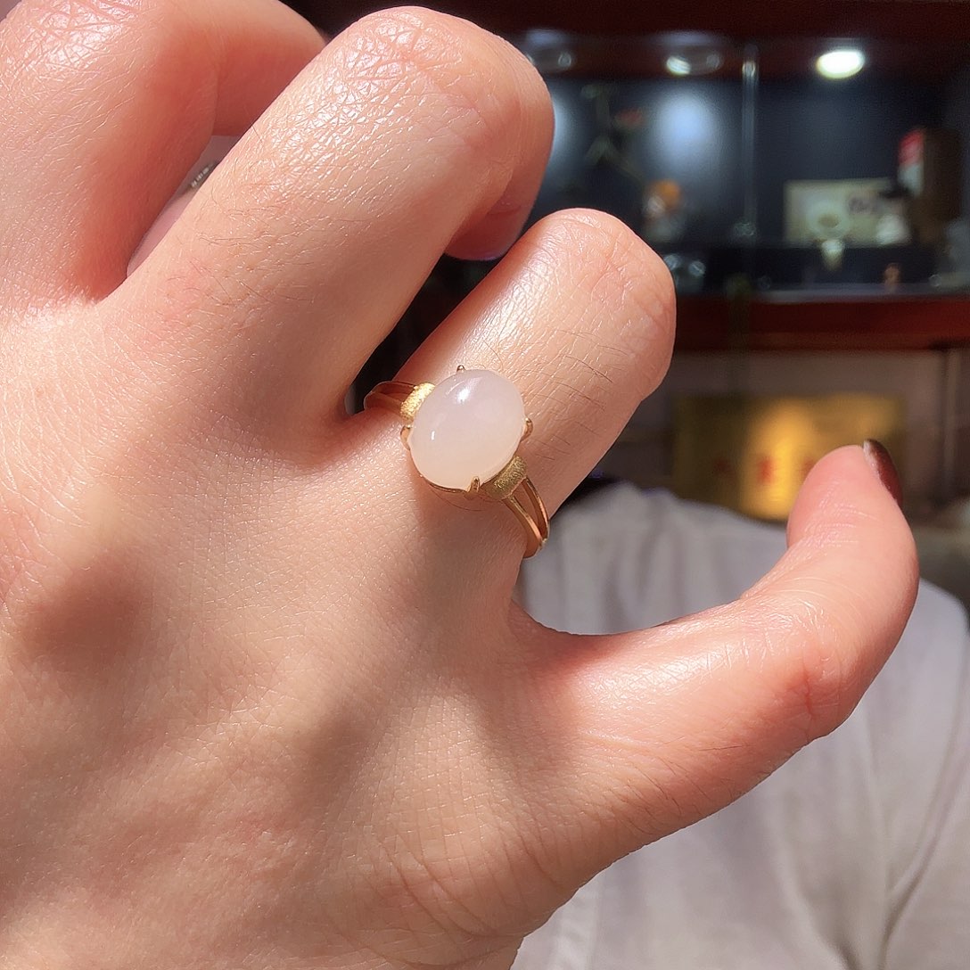 和田玉银S925镶嵌戒指