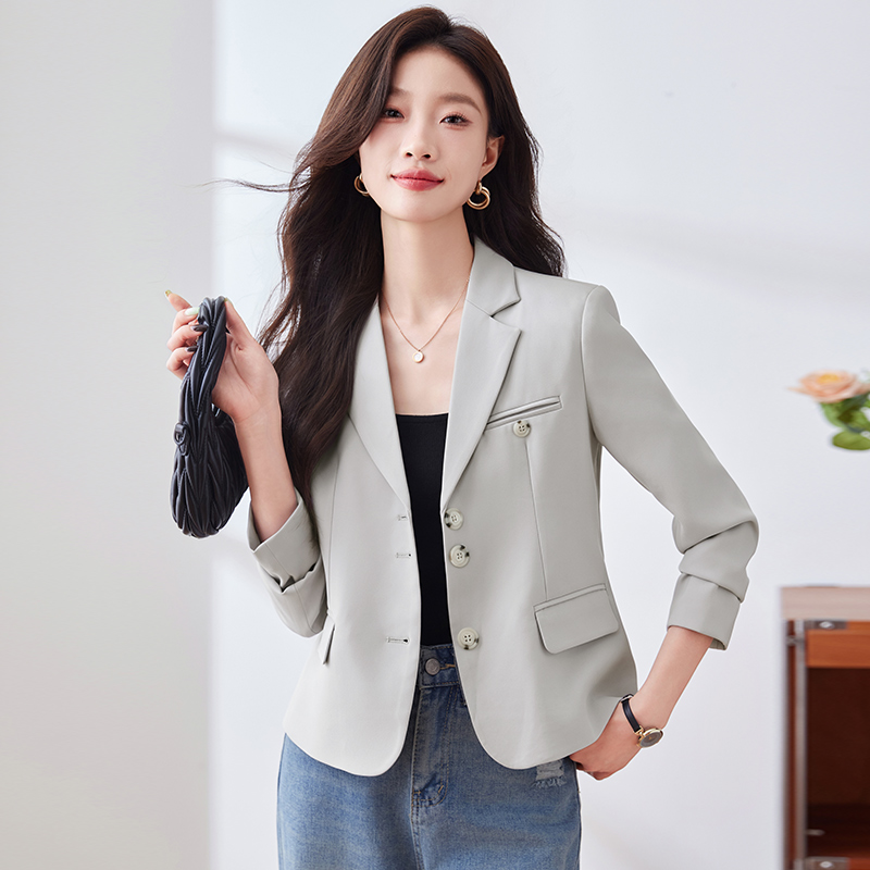 2025年春秋新款韩版宽松百搭休闲短款小个子气质长袖西装外套女